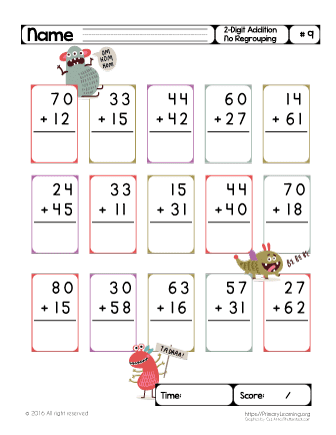 two digit addition no regrouping 9 primarylearning org