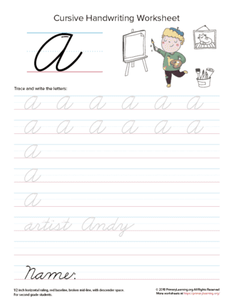 Cursive Uppercase A Worksheet | PrimaryLearning.Org