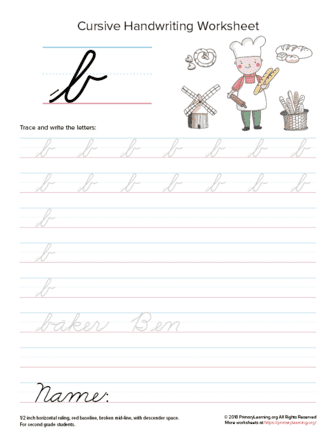 Download Lowercase Cursive B Worksheet | Primary Learning