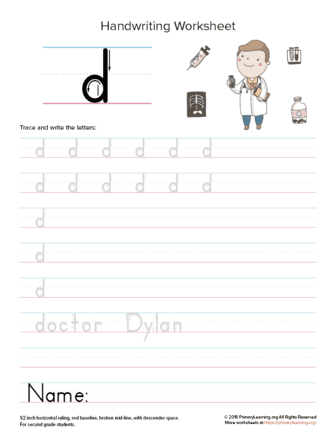 lowercase letter d worksheet primarylearning org