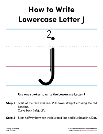 How To Write The Lowercase Letter J Primarylearning Org