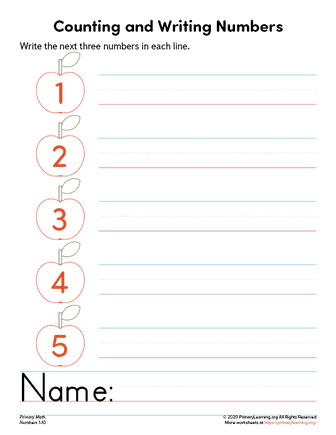 count and write numbers up to 5 primarylearning org