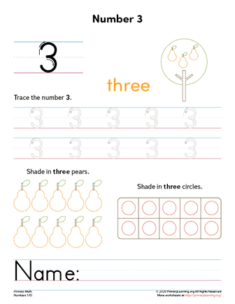 number 3 worksheet primarylearning org