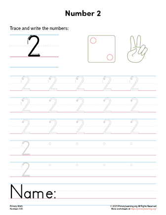 Tracing Number 2 | PrimaryLearning.org