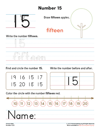 all about number 15 worksheet primarylearning org