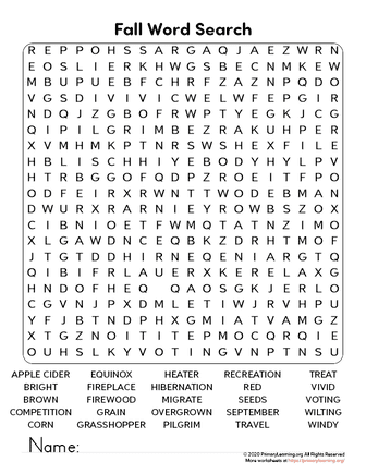 fall word search printable primarylearning org