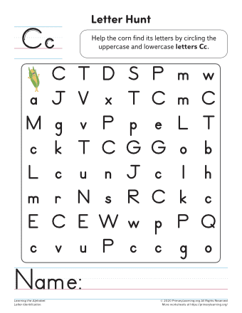 letter c recognition worksheet primarylearning org