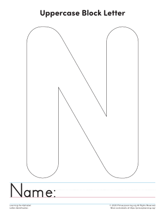 Uppercase Letter N Template Printable | PrimaryLearning.org