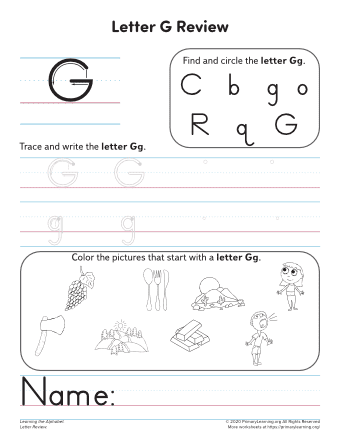 letter g worksheets