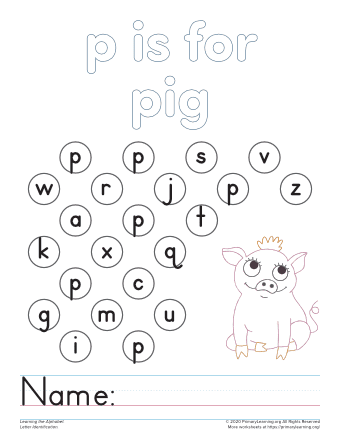 find the letter p worksheet primarylearning org