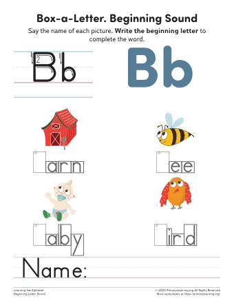 letter b phonics worksheet primarylearning org