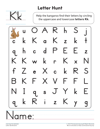 letter k recognition worksheet primarylearning org