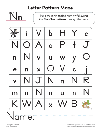 letter n maze worksheet primarylearning org