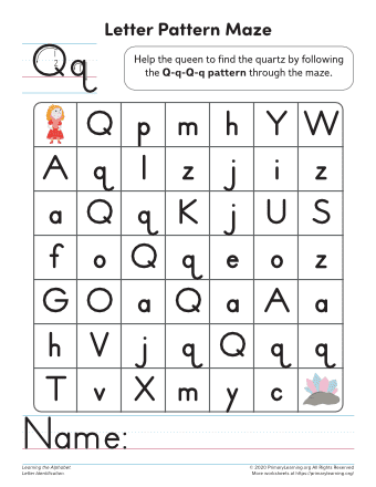 letter q maze worksheet primarylearning org