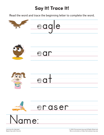 Things That Begin With The Letter E Primarylearning Org