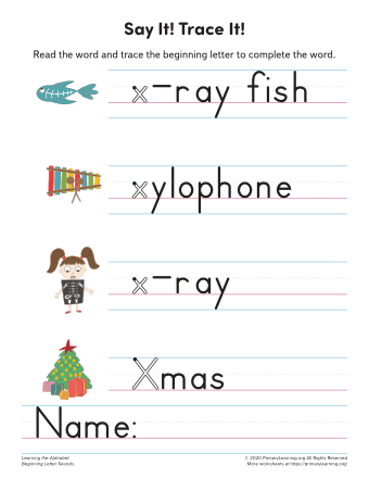 Words That Start With X For Kindergarten Primarylearning Org