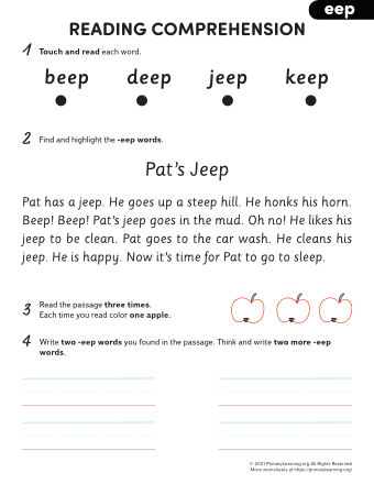 Free EEP Word Family Worksheets & Printables | PrimaryLearning.org