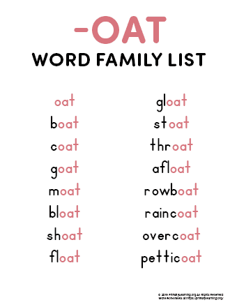 oat word family list