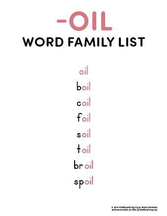 oil word family list