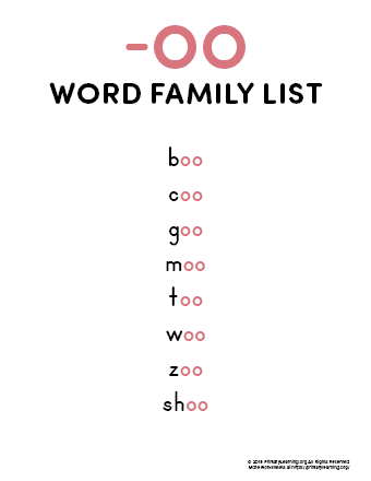 oo word family list