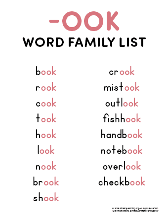 ook word family list