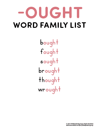 ought word family list