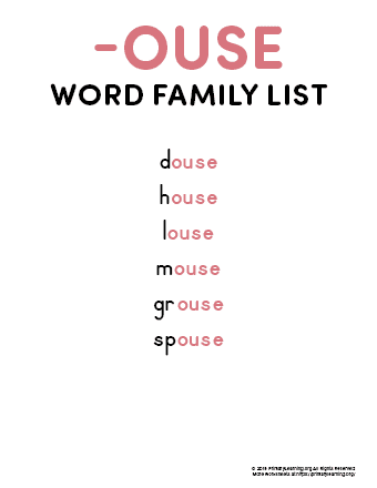 ouse word family list