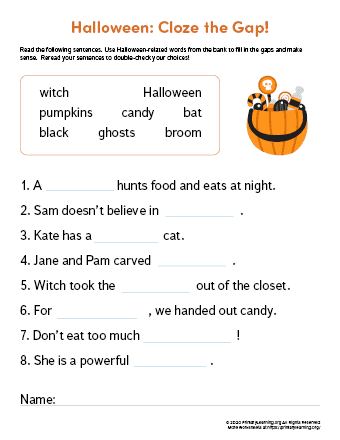 halloween worksheets 4th grade