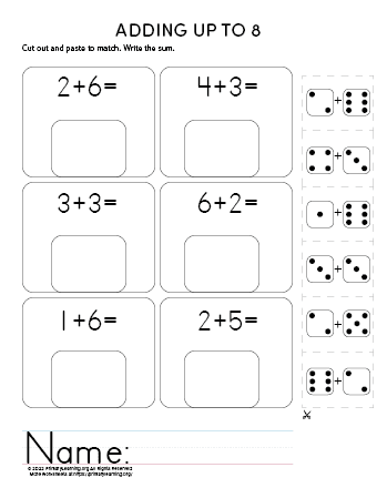 cut paste addition up to 8 with dominoes primarylearning org