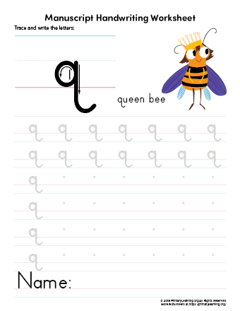 tracing and writing letter q primarylearning org