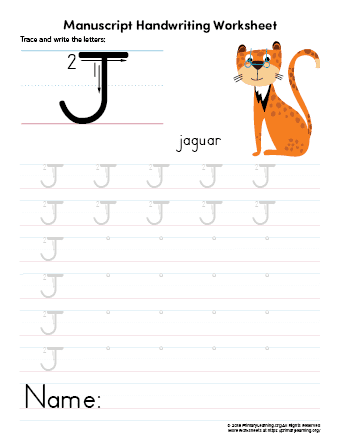 Writing and Tracing Letter J 