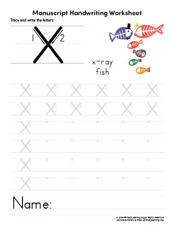 letter x tracing worksheets