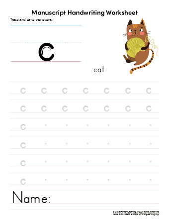 tracing and writing letter c primarylearning org