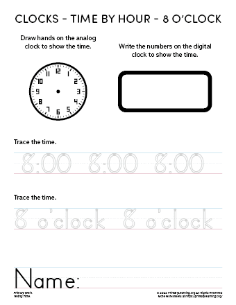 eight o clock worksheet primarylearning org