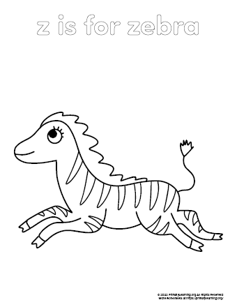 z is for zebra coloring pages
