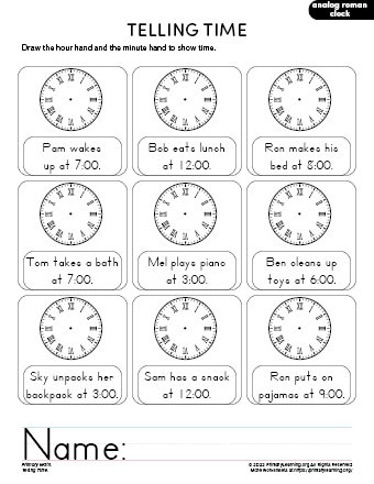 telling the time in words worksheets