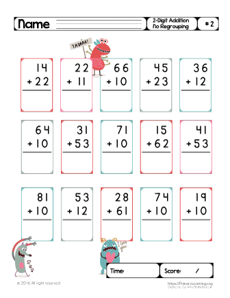 2 digit addition without regrouping pdf
