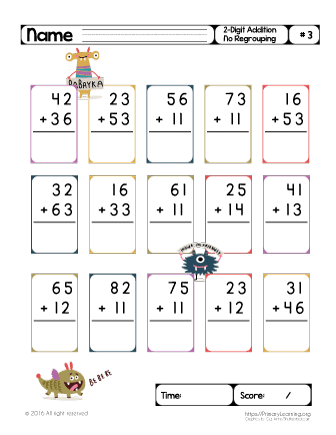 two digit addition without regrouping