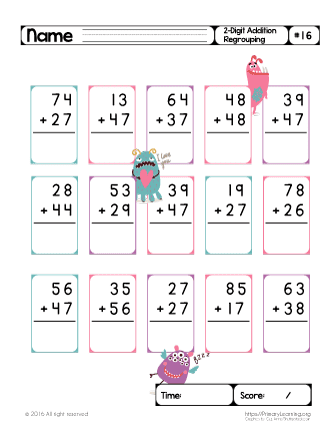 worksheet addition with regrouping