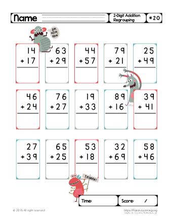 addition worksheets with regrouping