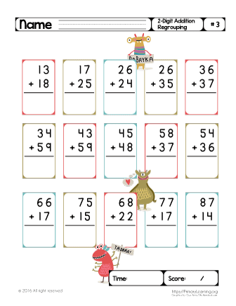 two digit addition worksheets with regrouping