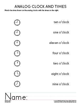 telling time to the hour worksheets free