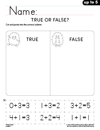 addition facts worksheets for kindergarten