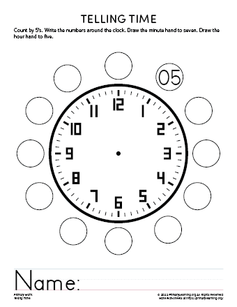 telling time clock worksheets