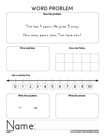 subtraction sentence worksheets for kindergarten