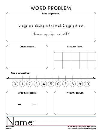 subtraction problem solving for kindergarten
