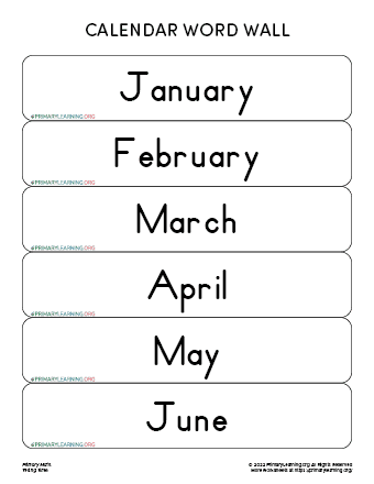 calendar word wall