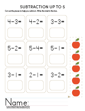kindergarten subtraction worksheets with pictures free