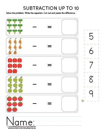 kindergarten simple subtraction