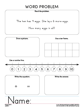 addition sentences kindergarten